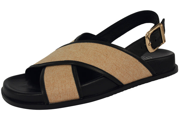 568 - RAFFIA NATURAL / KID BLACK